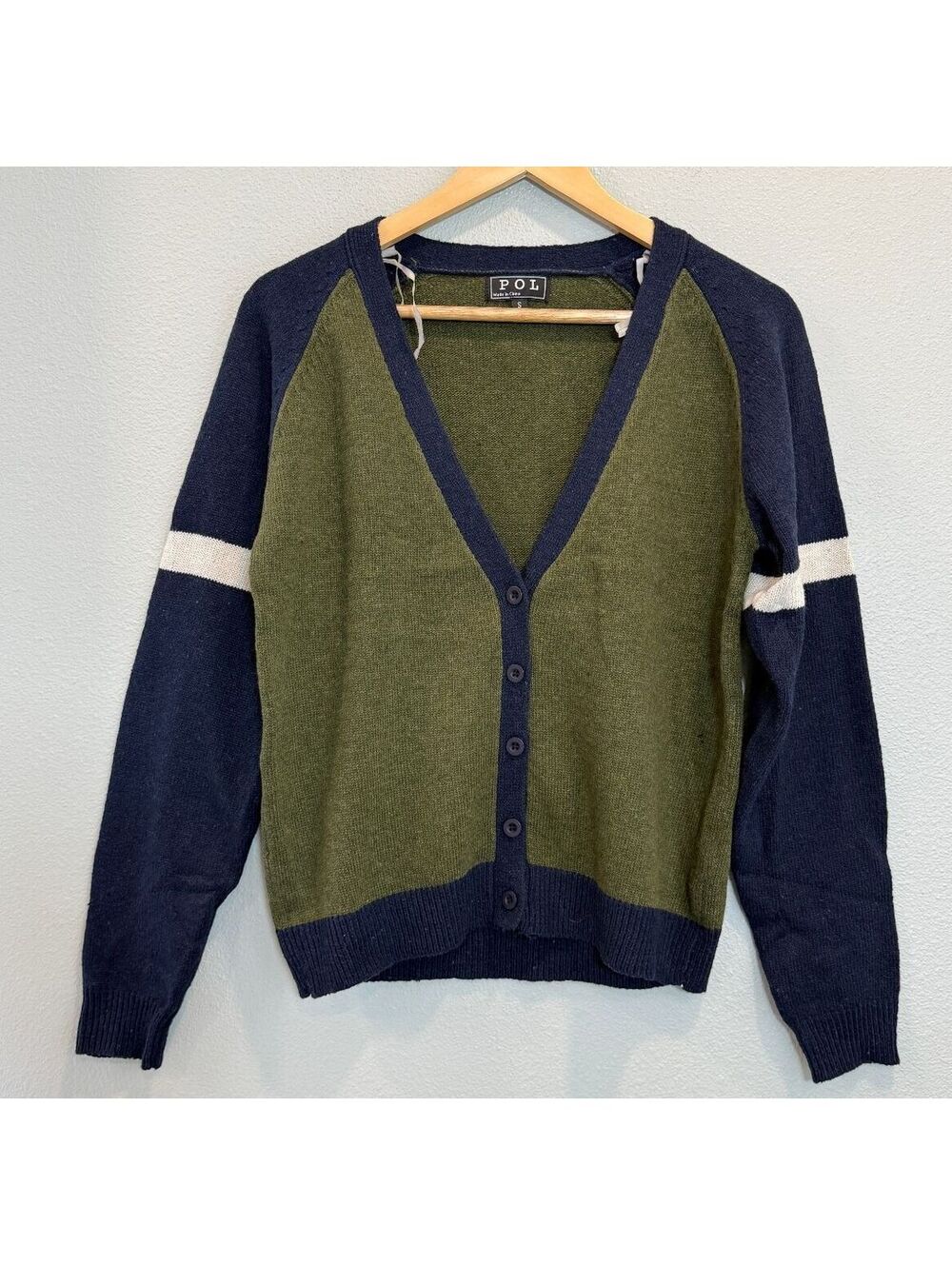 POL Color Block Blue & Green Cardigan Sweater - Women's Small NWOT